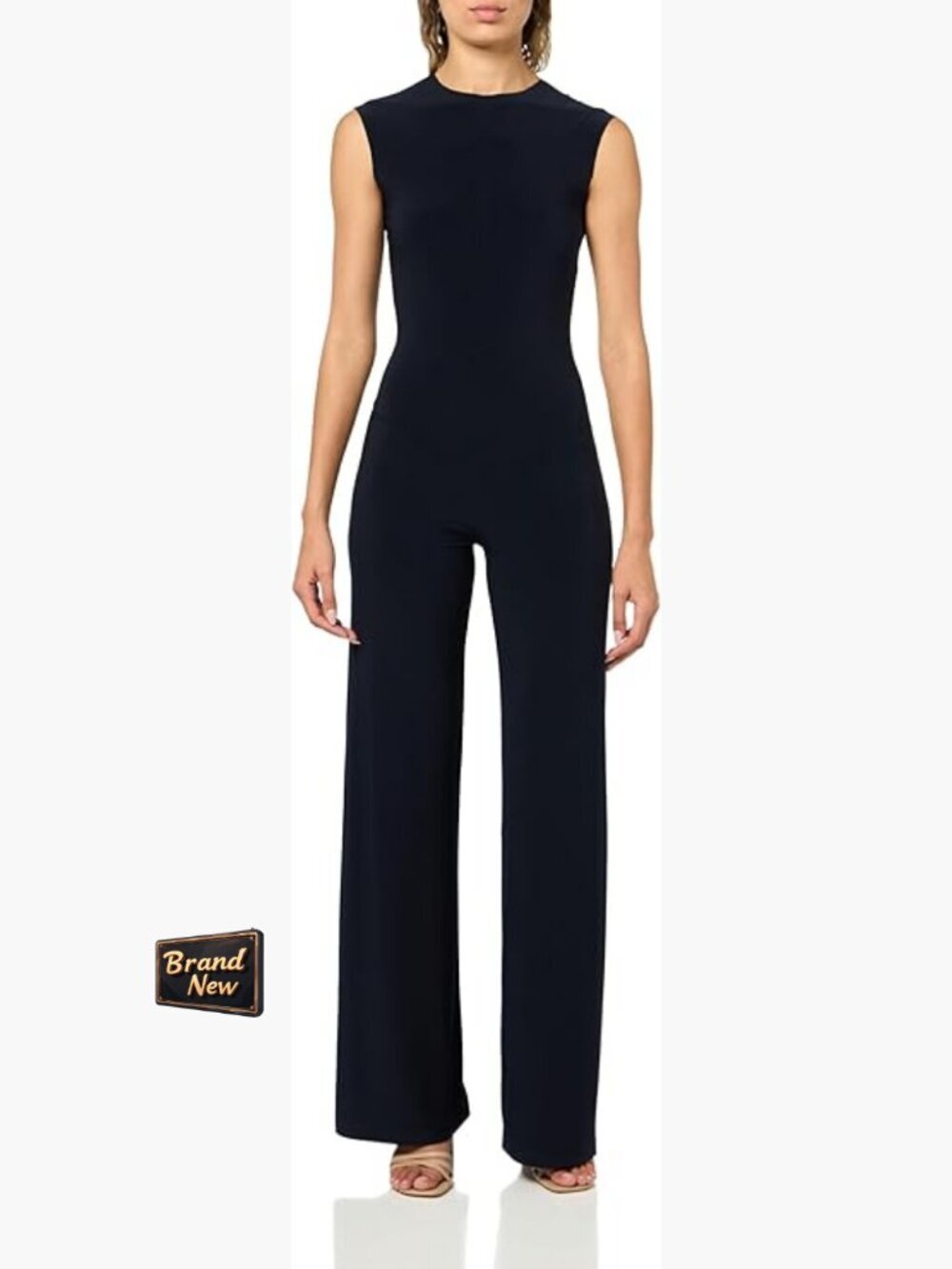Sleeveless Jumpsuit with Wide Leg Pant, Slim Fit, Hand Wash Only